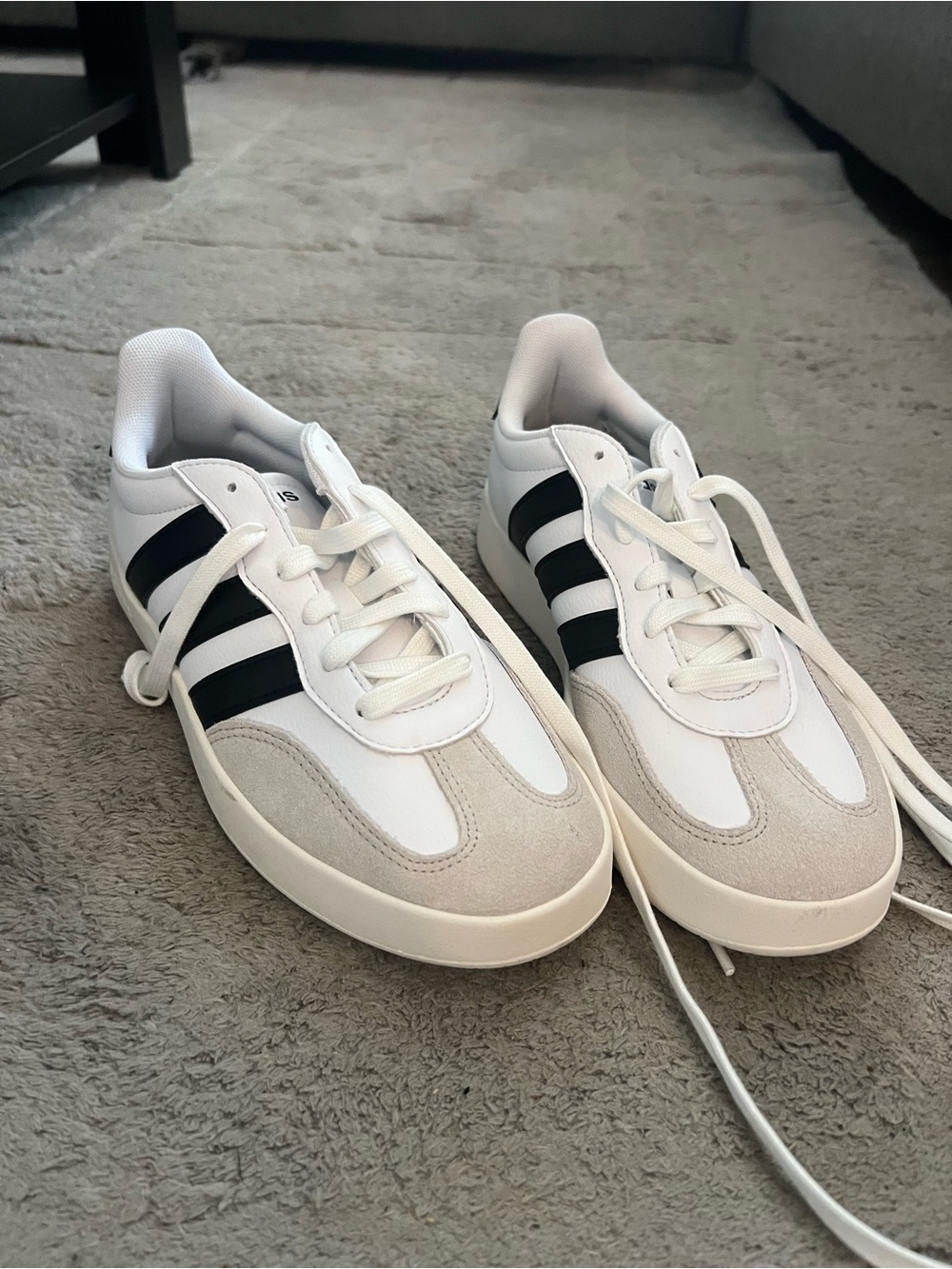 Adidas White Sneakers with Black Stripes - Classic Casual Shoes